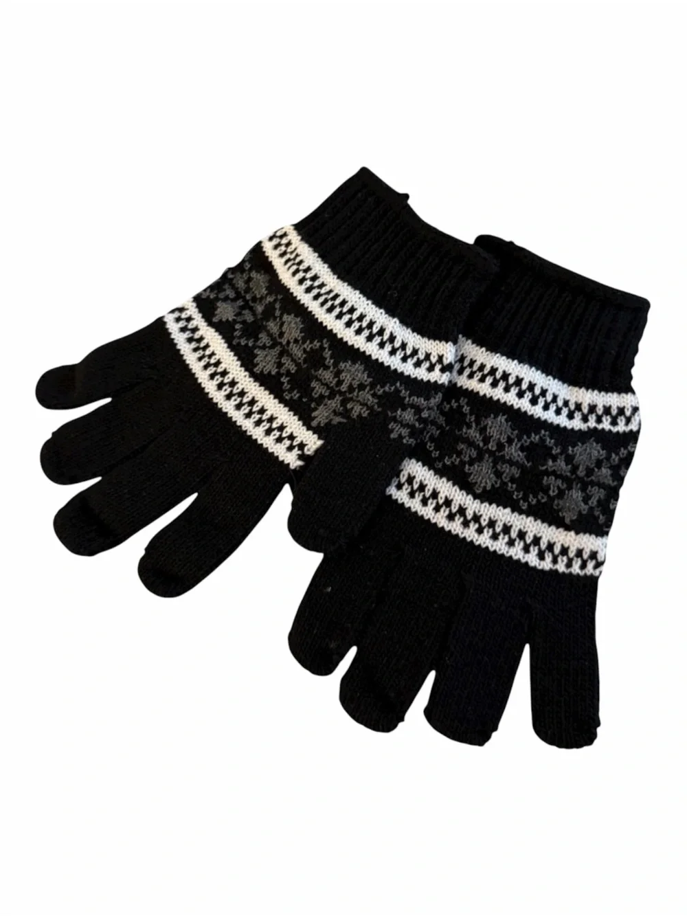 NWOT Black and White Knit Gloves - NWOT